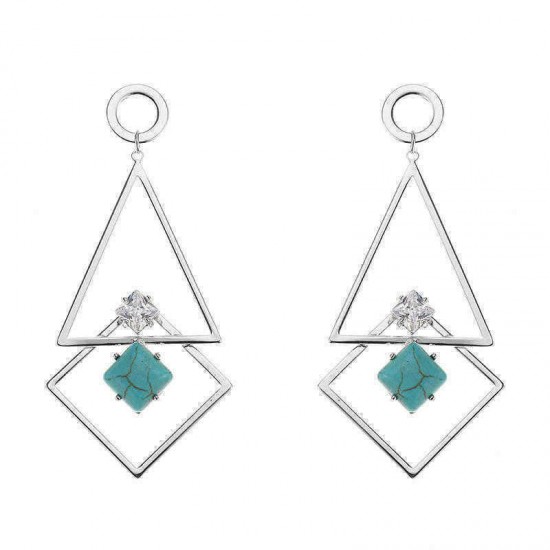 JASSY® Hollow Zircon Triangle Turquoise Geometric Ear Drop Earring Gift For Women