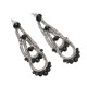 JASSY® Steampunk Women Earrings Retro Antique Silver Plated Black Gemstone Double Layer Earring