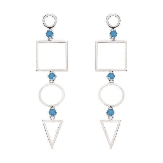 JASSY® Women's Trendy Hollow Geometric Light Blue Opal Resin Long Drop Earring