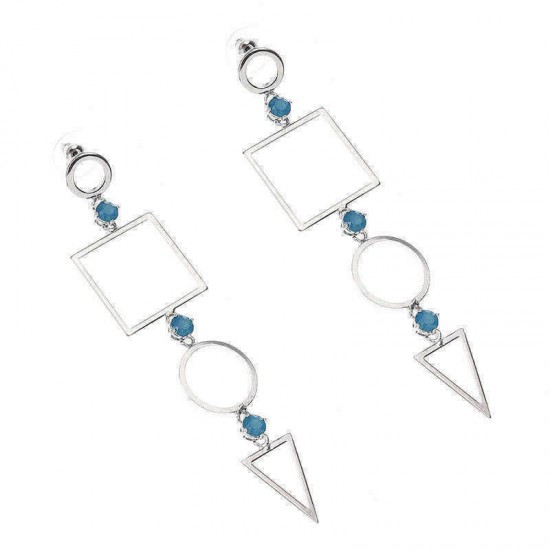 JASSY® Women's Trendy Hollow Geometric Light Blue Opal Resin Long Drop Earring