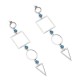 JASSY® Women's Trendy Hollow Geometric Light Blue Opal Resin Long Drop Earring