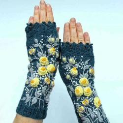 Jacquard Floral Cotton-Blend Glove