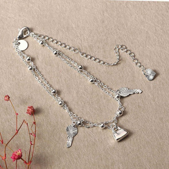 Key and Bag Pendant Fashion Foot Chain Metal Gift for Women