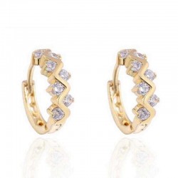 Kuniu Elegant Gold Plated Crystal Rhinestone Hoop Earrings For Women