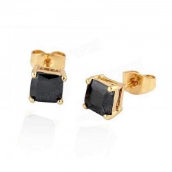 Kuniu Unisex Clear Square Cubic Zircon Crystal Ear Stud Earrings