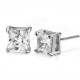 Kuniu Unisex Clear Square Cubic Zircon Crystal Ear Stud Earrings