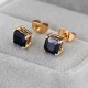 Kuniu Unisex Clear Square Cubic Zircon Crystal Ear Stud Earrings