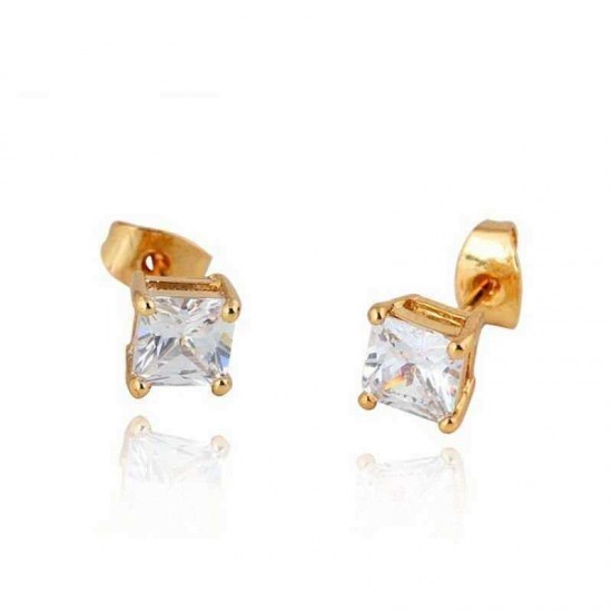 Kuniu Unisex Clear Square Cubic Zircon Crystal Ear Stud Earrings