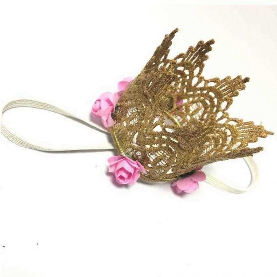 Lace Crown Rose Flowers Children Party Hat Princess Decoration Headband