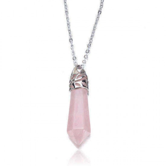 Lady Hexagon Prism Bead Pointed Pendant Pendulum Necklace Jewelry