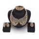 Leaf Hollow Out Collar Shape Necklace Earrings Ring Bracelet Jewelry Set