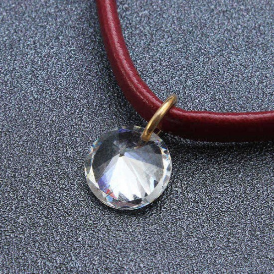 Leather Collar Short Necklace Zircon Clavicle Cord Necklaces