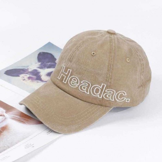 Letter Embroidered Washed Denim Baseball Cap Men Women Street Outdoor Visor Cap