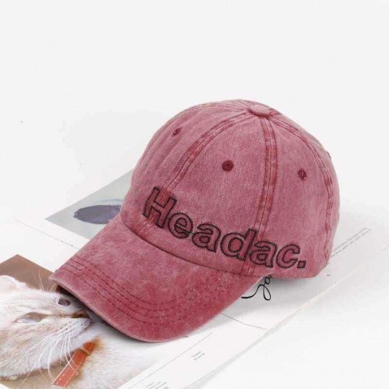 Letter Embroidered Washed Denim Baseball Cap Men Women Street Outdoor Visor Cap