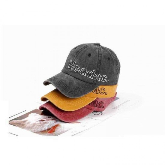 Letter Embroidered Washed Denim Baseball Cap Men Women Street Outdoor Visor Cap