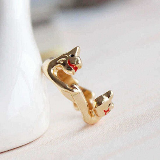 Lovely Animal Lovers Rings Jewelry Cat Dog Cute Bow Tie Couple Ring Accessories