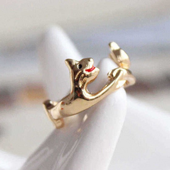 Lovely Animal Lovers Rings Jewelry Cat Dog Cute Bow Tie Couple Ring Accessories