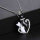 Lovely Cats Heart Pendant Lovers Couple Necklace Chain Jewelry Gift