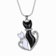 Lovely Cats Heart Pendant Lovers Couple Necklace Chain Jewelry Gift