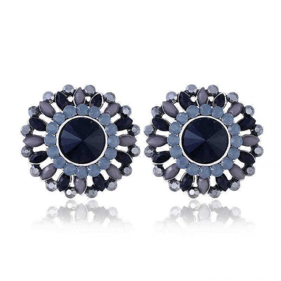 Luxury Crystal Rhinestone Stud Earring Bohemian Flower Charm Colorful Piercing Earrings for Women