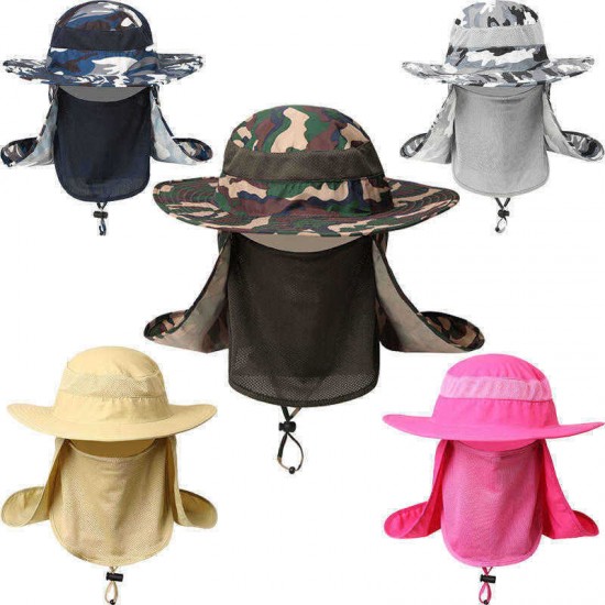 Men Outdoor Climbing Sunshade Hat Casual 360 Degree Sun Protection Uv  Fishing Cap with Face Cover