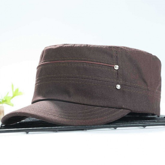 Men Women Cotton Adjustable Flat Top Hats Outdoor Sunshade Sport Military Forward Cap