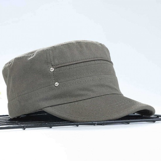 Men Women Cotton Adjustable Flat Top Hats Outdoor Sunshade Sport Military Forward Cap