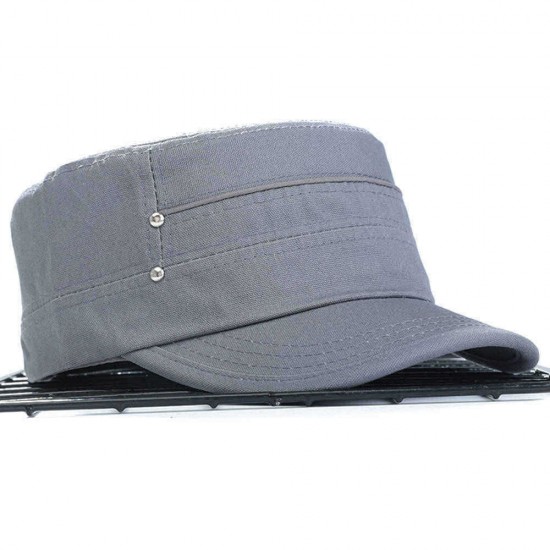 Men Women Cotton Adjustable Flat Top Hats Outdoor Sunshade Sport Military Forward Cap