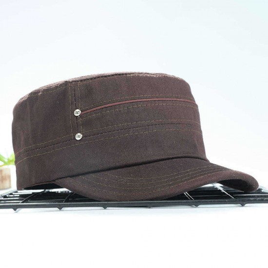 Men Women Cotton Adjustable Flat Top Hats Outdoor Sunshade Sport Military Forward Cap