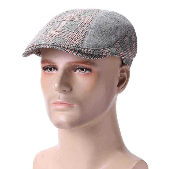 Men Women Cotton Lattice Beret Caps Duck Hat Sunshade Casual Outdoors Peaked Forward Cap