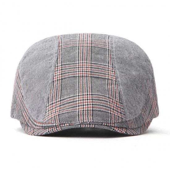 Men Women Cotton Lattice Beret Caps Duck Hat Sunshade Casual Outdoors Peaked Forward Cap