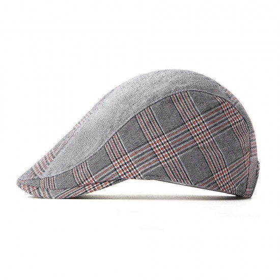 Men Women Cotton Lattice Beret Caps Duck Hat Sunshade Casual Outdoors Peaked Forward Cap