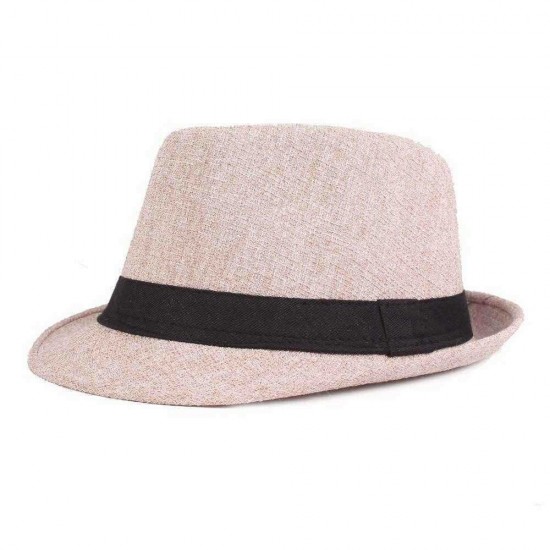 Men Women Cotton Panama Style Hat Outdoor Wide Brimmed Jazz Fedora Cap