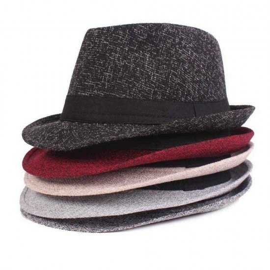 Men Women Cotton Panama Style Hat Outdoor Wide Brimmed Jazz Fedora Cap