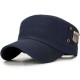 Men Women Cotton Solid Badge Military Style Hats Outdoor Adjustable Flat Top Cap