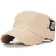 Men Women Cotton Solid Badge Military Style Hats Outdoor Adjustable Flat Top Cap