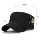 Men Women Cotton Solid Badge Military Style Hats Outdoor Adjustable Flat Top Cap