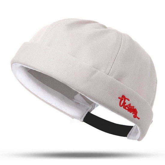 Men Women Letter Embroidery French Brimless Hats Leisure Cotton Adjustable Skullcap