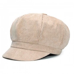Men Women Vintage Corduroy Octagonal Cap Thick Warm Painter Hat