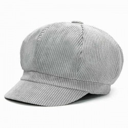 Men Women Vintage Corduroy Octagonal Cap Thick Warm Painter Hat