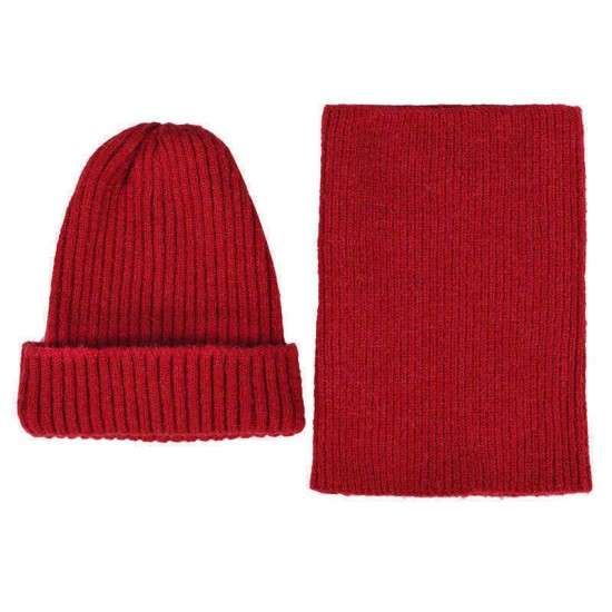 Men Women Winter Warm Knit Hat Collar Set Outdoor Ski Thick Beanie Scarf