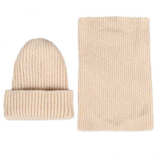 Men Women Winter Warm Knit Hat Collar Set Outdoor Ski Thick Beanie Scarf