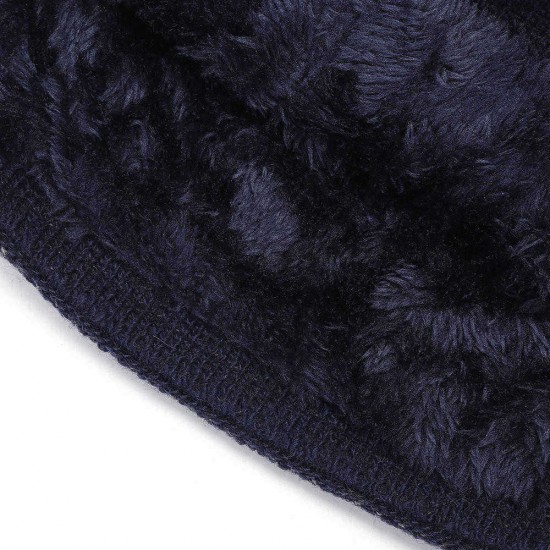 Men Women Winter Warm Thicken Plus Velvet Knit Cap Outdoor Ski Double Layers Beanie Skullcap Hat