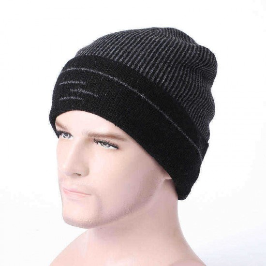 Men Women Winter Warm Thicken Plus Velvet Knit Cap Outdoor Ski Double Layers Beanie Skullcap Hat