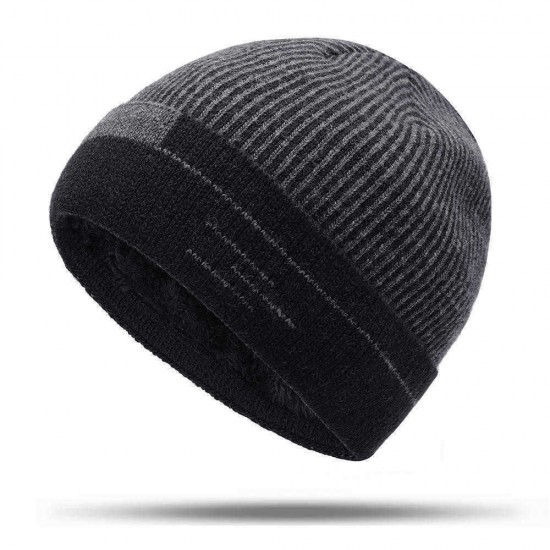 Men Women Winter Warm Thicken Plus Velvet Knit Cap Outdoor Ski Double Layers Beanie Skullcap Hat