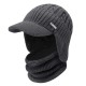 Men Women Winter Windproof Plus Velvet Knit Hat Scarf Set Outdoor Thicken Ski Earmuffs Cap