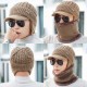 Men Women Winter Windproof Plus Velvet Knit Hat Scarf Set Outdoor Thicken Ski Earmuffs Cap