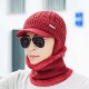 Men Women Winter Windproof Plus Velvet Knit Hat Scarf Set Outdoor Thicken Ski Earmuffs Cap