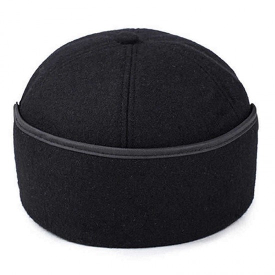 Mens Middle-Aged Winter Cotton Blending Earmuffs Baseball Cap Thickened Warm Dad Hat