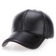 Mens Outdoor Adjustable Earmuffs Artificial Leather Baseball Cap Casual Middle-Aged Dad Hat